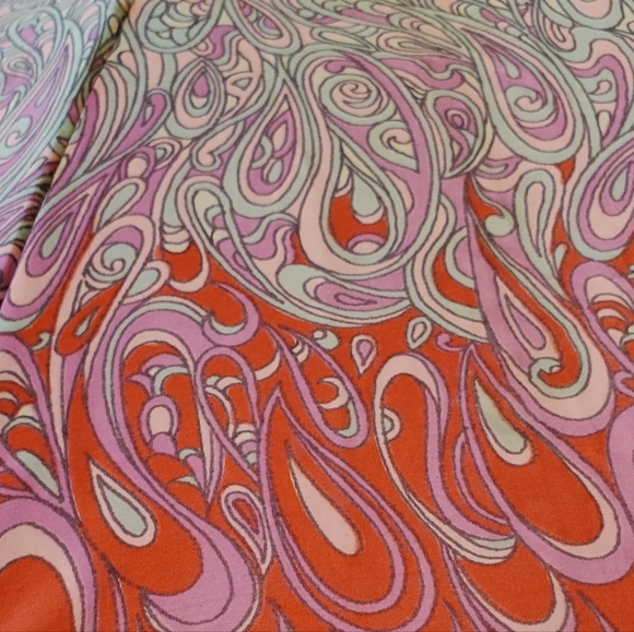 Unique Vintage 70s Psychedelia Print Red Pink and Blue Umbrella - Picture 9 of 12